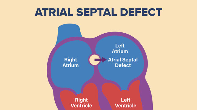 Atrial Septal Defect Hole Between Upper Heart Chambers Illustration