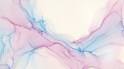 Naklejka premium A delicate blend of pink blue and blue swirling liquids with waves create a beautiful marbled texture