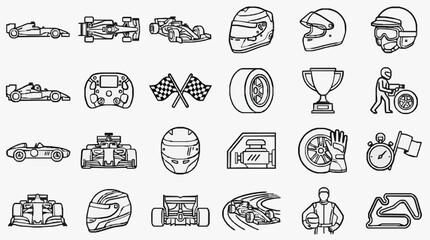 Naklejka premium Corporate Branding Icons for High Performance Automotive and Racing Industry Innovation with high professional line art symbols for modern creative design and digital branding projects