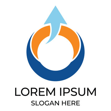 Business growth arrow circular logo design template with lorem ipsum text icon
