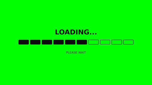 Segmented loading bar on green screen background