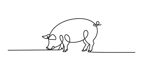 Pig drawing in a continuous single line art style © Das
