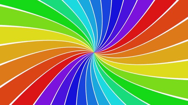 Vibrant rainbow spiral pattern with white lines on colorful background