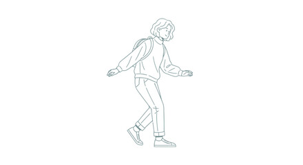 Obraz premium Woman Walking with Arms Outstretched Freely.