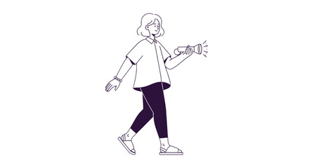 Fototapeta premium Woman Walking and Holding Mobile Phone.