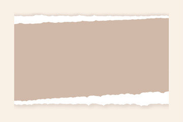 Fototapeta premium Horizontal torn beige paper with white edges on pale pink background, torn paper ripped