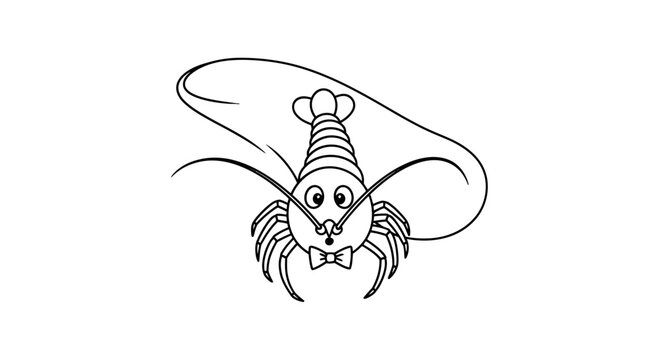 Cartoon Lobster Wearing Chef Hat and Bow Tie.