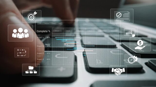 Project management dashboard showing timeline, tasks, milestones, and workflows for planning, tracking, and executing successful business or team projects Marrow
