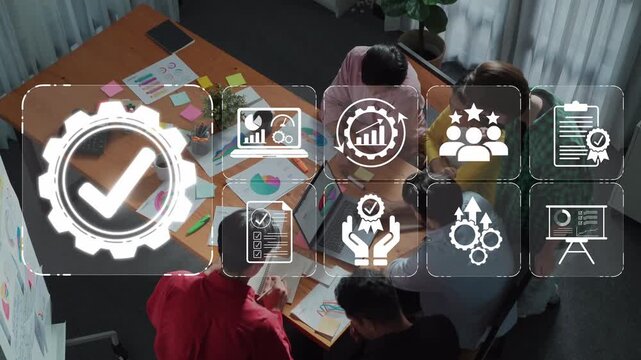 Collaborative team brainstorming session with visual aids and productivity graphics in a modern office setting for business planning and strategy development Sigmoid