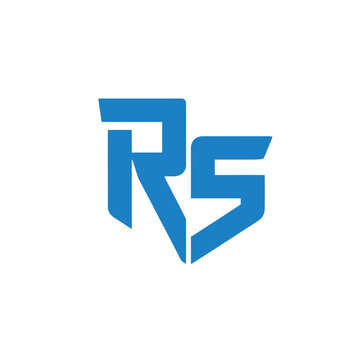 Blue letter rs monogram featuring a sharp shield shape, isolated on a white background, for corporate branding, and identity projects
