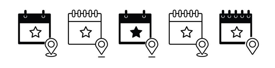 incident location icon. Tracking appointments, marking geographic locations, scheduled meetings, and date reminder symbols. Vector illustration. © KhaerulL