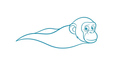Simple Line Drawing of a Gorilla Head. © Busmarstd