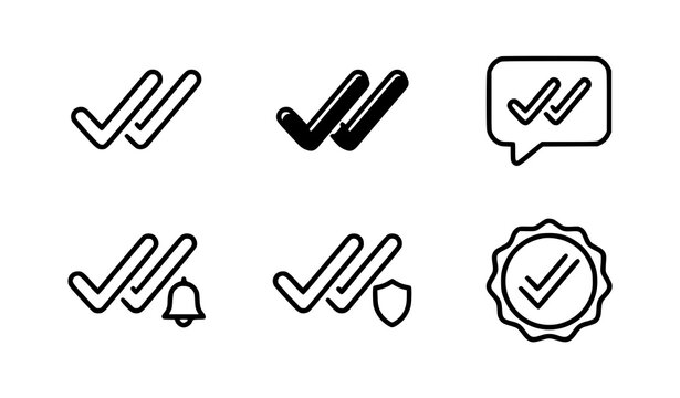 Modern Double Tick Notification Icons Vector Set for Messaging and Communication Apps