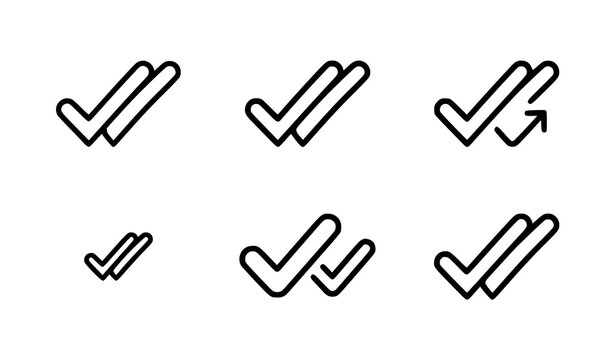 Message delivery status icon set with double check marks)