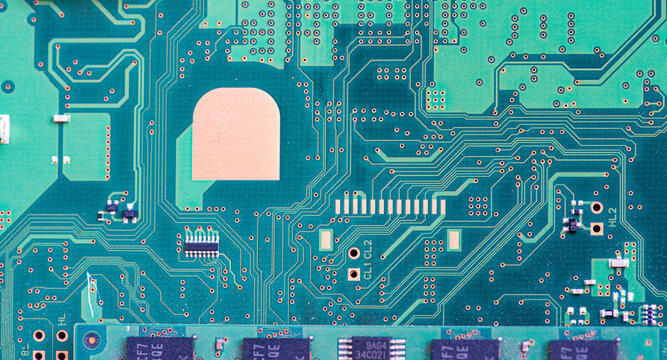 Abstract, Close up at electronic circuits, we see the technology of the mainboard, which is the important background of the computer. Electronic computer hardware technology,Motherboard digital chip.