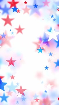 Twinkling confetti stars for America's Independence Day. USA backgrounds border with soft star shapes for American celebrations 4th of July, Memorial Day, Veteran's Day, or patriotic US holidays.