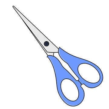 Cute Blue Scissors Illustration for Back to School  Cartoon Flat Style School Stationery Vector Clipart on White Background