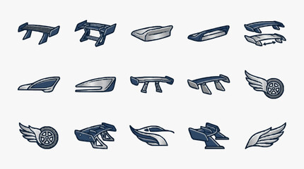 Obraz premium Professional Identification and Categorization of Classic NASCAR Team Logos and Emblems with high professional line art symbols for modern creative design and digital branding projects