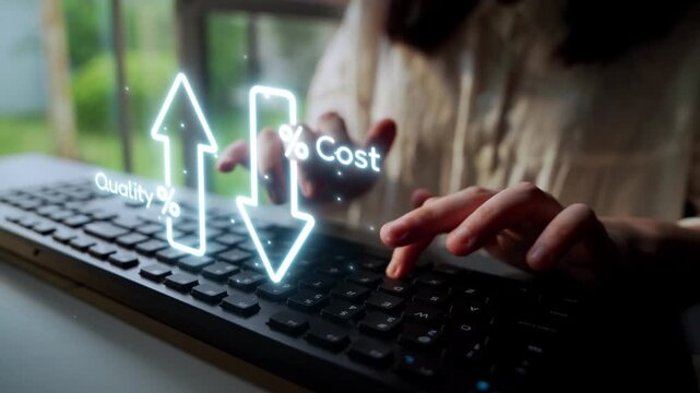 Business concept showing cost reduction and quality increase using Lean, Six Sigma, and Total Quality Management (TQM) to enhance efficiency, value, and customer satisfaction. Muxer
