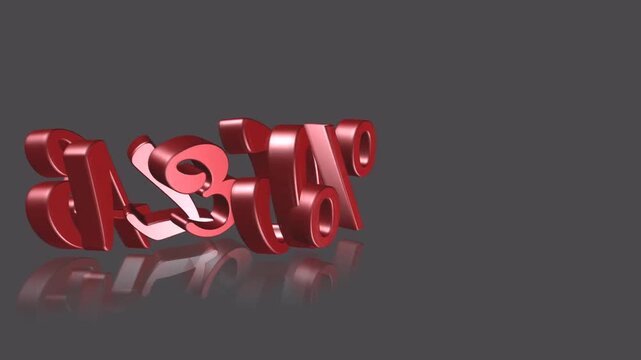 A shiny red 3d text with reflection on dark background