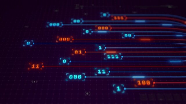 AI Infrastructure Network Processing Binary Data Flow Through Intelligent Digital Architecture Animation