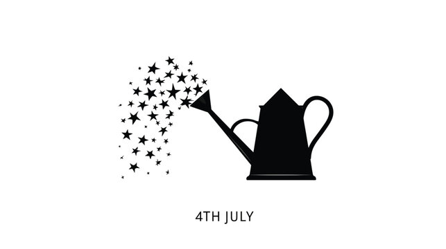 Watering can pours out a magical stream of shimmering stars to create a whimsical and artistic representation of the festive spirit surrounding the annual fourth of July holiday celebrations today.