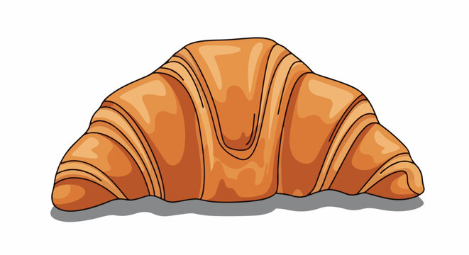 A detailed digital illustration of a flaky, golden-brown, crescent-shaped pastry