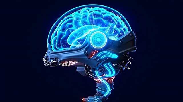 Cybernetic brain with glowing circuits