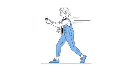 Fototapeta premium Woman Walking and Using Mobile Phone.