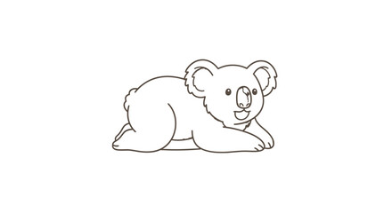 Simple Line Drawing of Koala Bear Animal. © Cirus
