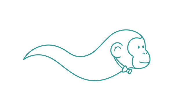 Simple Line Drawing of Monkey Face.