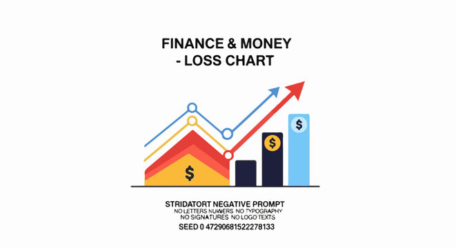 A finance and money loss chart with a red and blue arrow