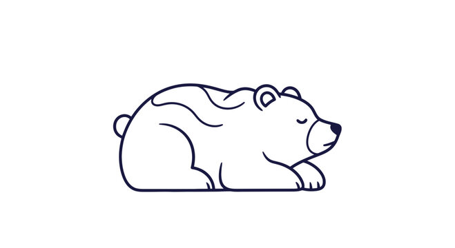 Simple Line Drawing of Sleeping Bear.