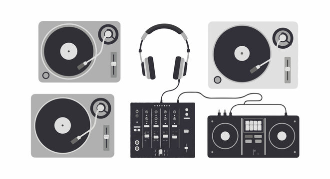 A digital illustration of DJ equipment
