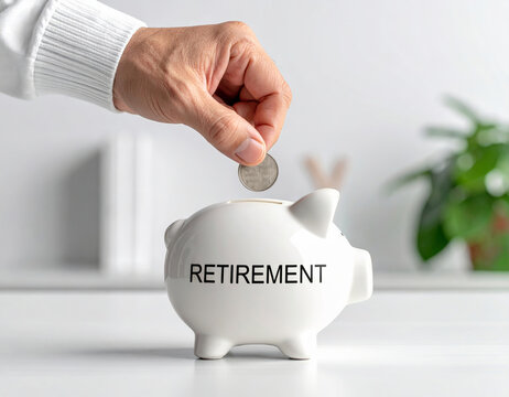 Hand Putting Coin Into Retirement Savings Jar as a Superannuation Concept