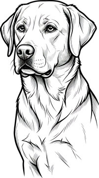 Labrador Retriever dog detailed line drawing