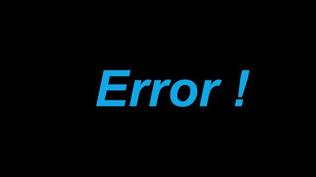 Text error,  page not found, server signal error page glitch text animation on black background