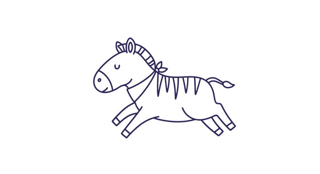 Simple Line Drawing of a Zebra Running.