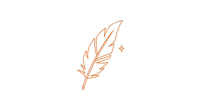 Golden Quill Pen Illustration on White.