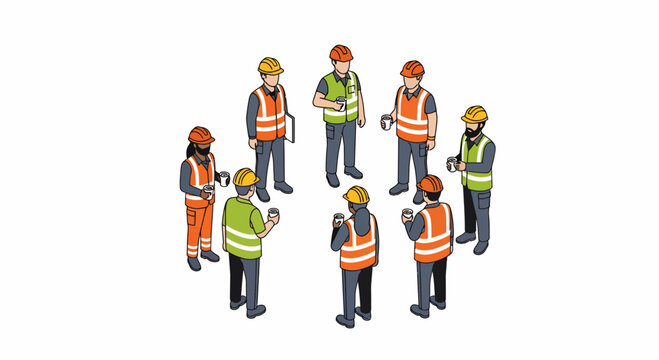Isometric Construction Team Morning Safety Briefing Meeting