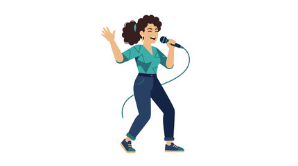 Fototapeta premium Singer Performing with Microphone for Concert Illustration