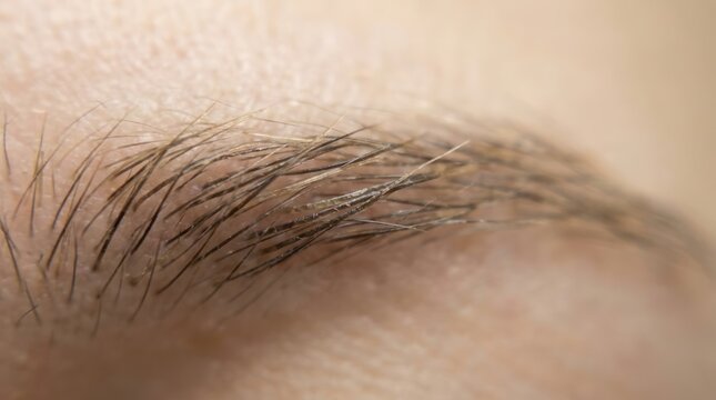 Close up of human eyebrow fine details skin texture natural aesthetic