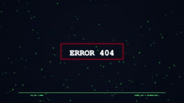 Error 404 Digital Error 404 message animation