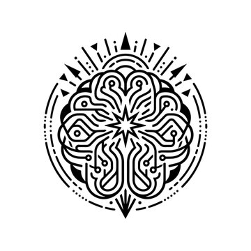 Abstract Geometric Technology Mandala Sacred Geometry Data Network Artificial Intelligence Vector Icon