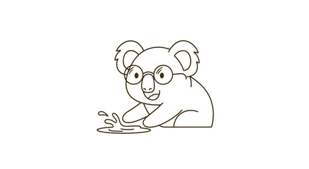 Koala Wearing Glasses Drinking from Cup. © Dapaty