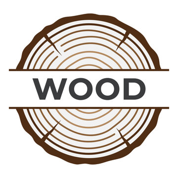 Wood log cross section with growth rings and cracks illustration icon