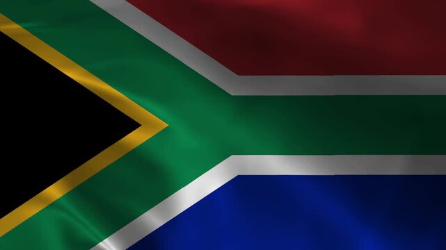 South Africa National Flag Waving in Wind, Realistic South African Flag Animation Background in 4K