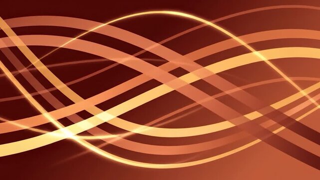 Abstract glowing orange wave lines on a dark brown background
