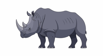 Fototapeta premium A large gray rhinoceros stands on all fours