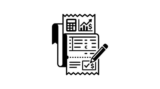 Invoice document with pencil and calculator.